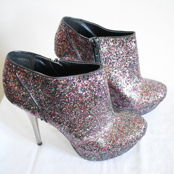 Charlotte Russe Glitter Platform Booties - Picture 1 of 6